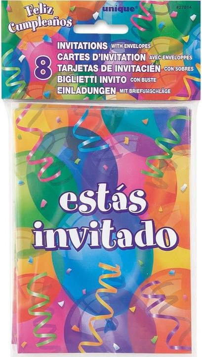 Produktbild Unique Party Ballons Einladungen Happy Birthday 8erPack Karton (8 Stk.)