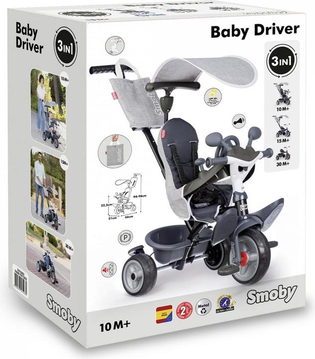 Produktbild Smoby Baby Driver Tricycle Grey
