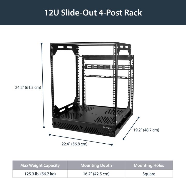 Actual product image StarTech 12u Slide-Out Server Rack (19 inch rack)