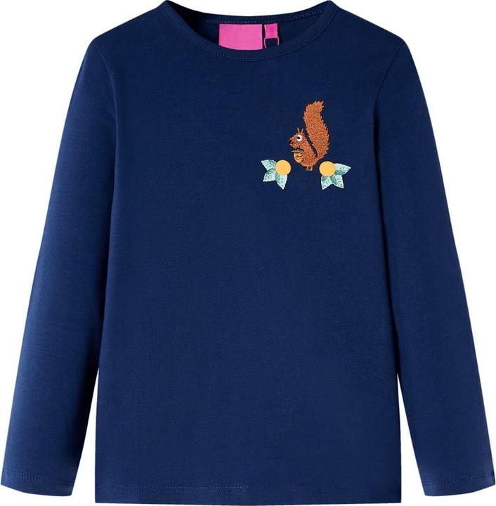 VidaXL Kinder-Langarmshirt Marineblau 128,Material: 95 % Baumwolle (128)