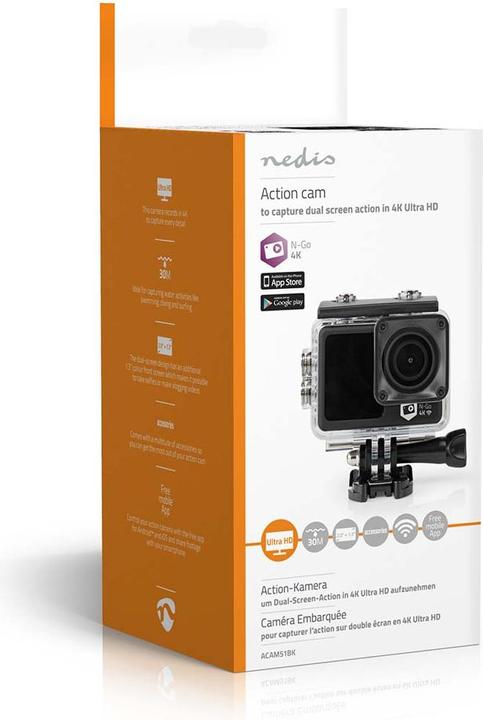Image du produit Nedis Action Cam | 4K@30fps | 16 MPixel | Etanche à : 30.0 m | 90 min | Wi-Fi | App disponible (30p, WiFi)