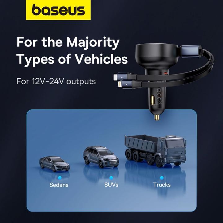 Produktbild Baseus Car Charger Enjoyment USB-C with USB-C cable and Lightning  60W