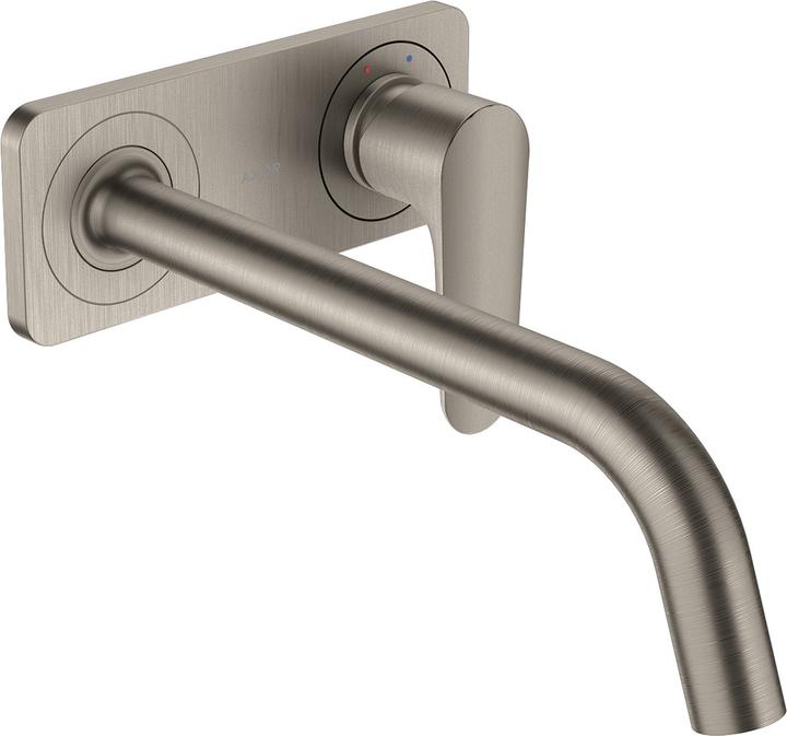 Axor Citterio M Single lever flush-mounted basin mixer with plate and long spout Wall moun