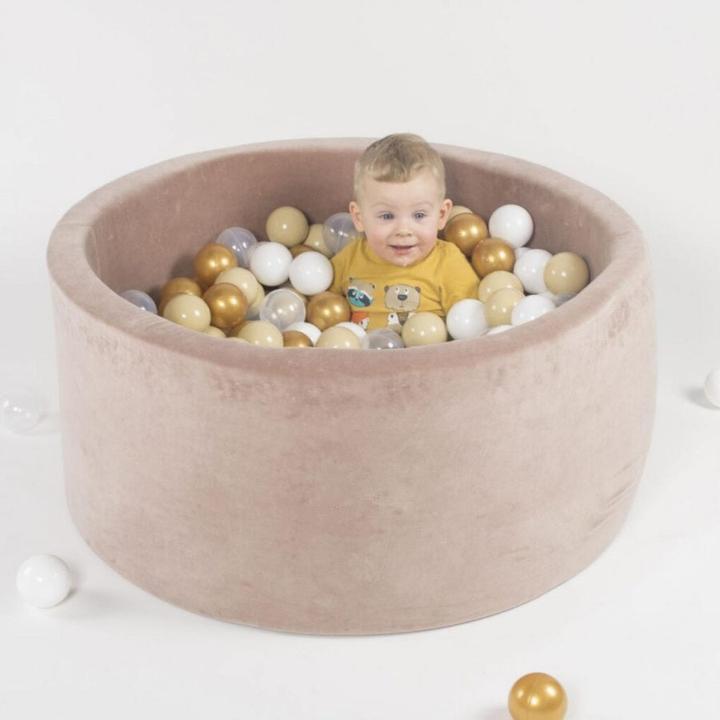 Actual product image Activity Board Waldorf Baby Round Ball Bath 90x40cm with 300 Balls, Gift Ball Bath - Ecru Velvet