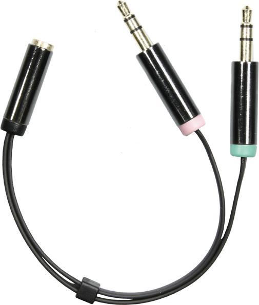 Image du produit Deltaco Adaptateur casque PC 2 x 3.5mm ha -> 1 (0.10 m, Jack 3,5 mm (AUX))
