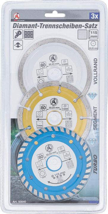 Produktbild BGS Diamant-Trennscheiben-Satz Bohrungs-Ø 20 mm Ø 115 mm 3-tlg.