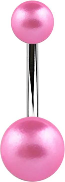 Star Piercing Banane silber mit zwei Perlenkugeln pink (ohne Messing, Chirurgenstahl 316L)
