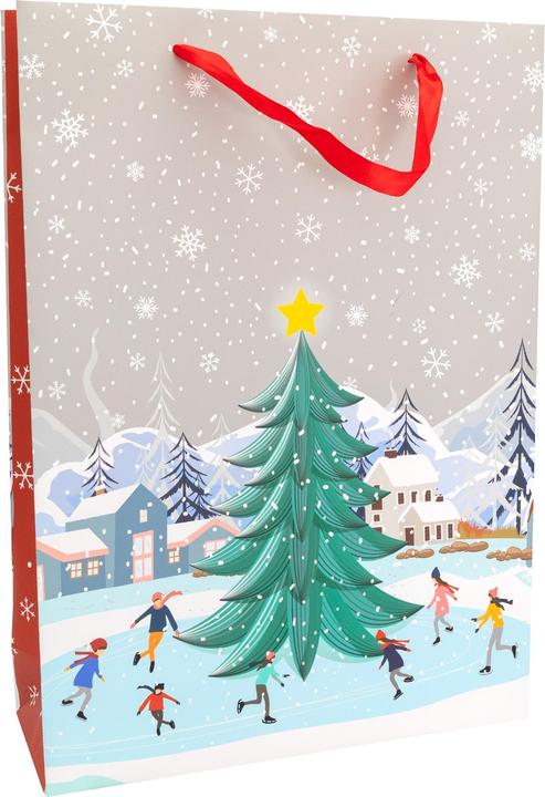 Immagine prodotto Idena Sacchetto regalo scena invernale con albero di Natale multicolore 25x8,5,5x34,5cm (Borsa da regalo)