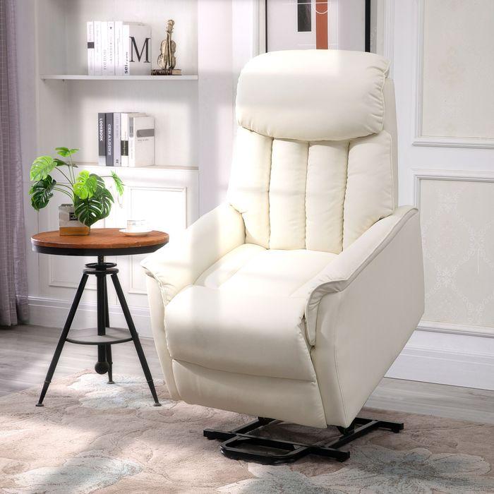 Produktbild Swisshandel24 Aufstehsessel Fernsehsessel Sessel mit Aufstehhilfe elektrisch Liegefunktion Kunstleder Beige, 80 x