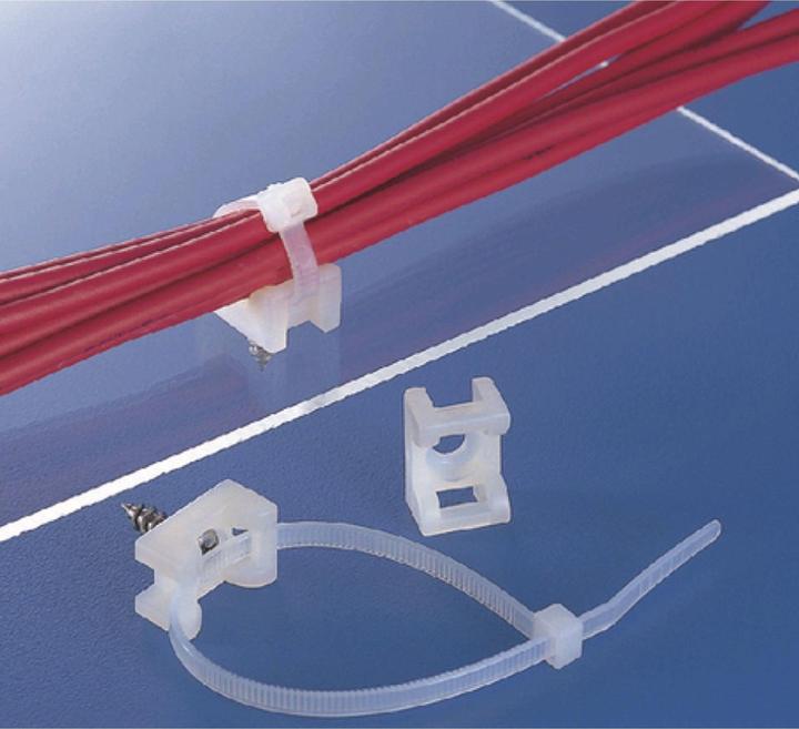 Actual product image HellermannTyton Natural M4 Screw Fix Cable Tie Cradle (Fixing loops, 18 mm, 100 pcs.)