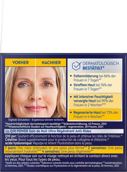 Produktbild NIVEA Q10 Pow Ant Falt Nachtcr Rege 50ml (50 ml, 24h Creme)