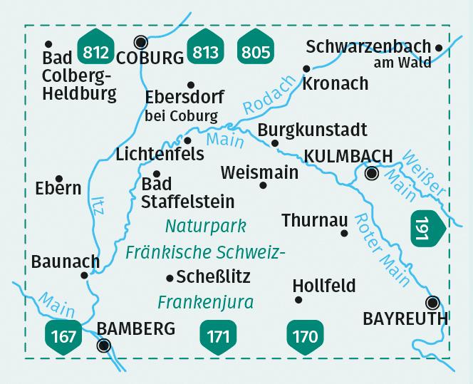 Produktbild Wanderkarte 165 Nördliche Fränkische Schweiz, Bayreuth, Bamberg, Coburg 1:50.000