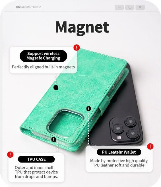 Actual product image Goospery Bluemoon Diary MagSafe Series (Apple iPhone 16 Pro Max)