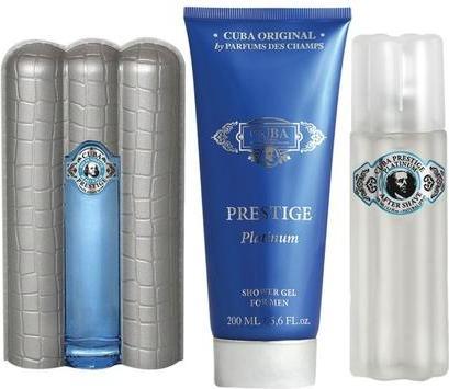 Actual product image NoName Cuba Prestige Platinum Fragrance for Men 3 Piece Gift Set - 3.0oz EDT Spray, 3.4oz Aftershave, 6.8oz (Manicure set)