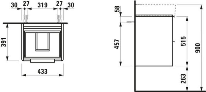 Produktbild Laufen Base für Val Waschtischunterschrank, 2 Schubladen, 433x390mm, H402132110