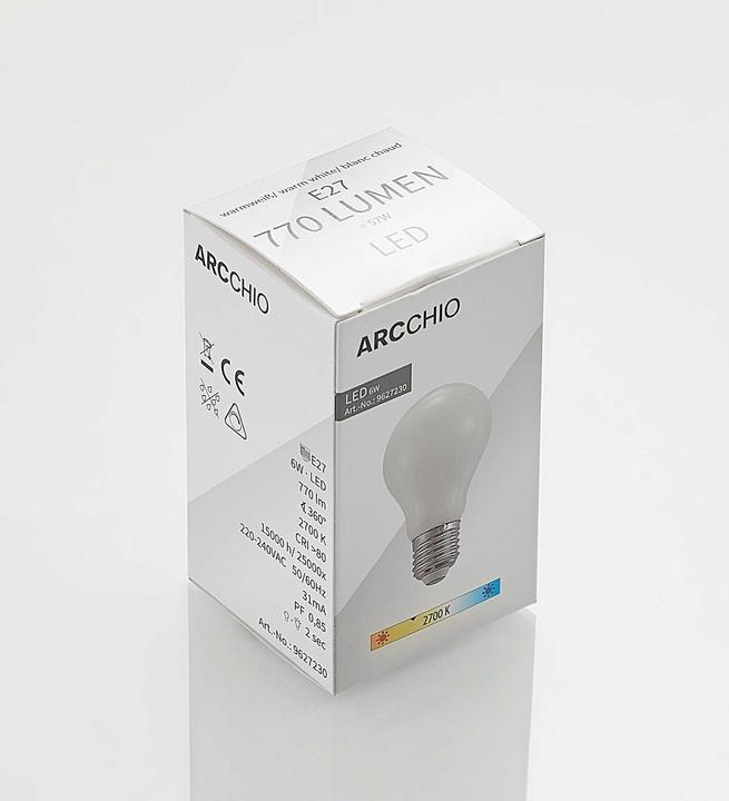 Produktbild Arcchio LED-Lampe E27 6W 2.700K dimmbar, opal (E27, 6 W, 770 lm, 1 x, E)
