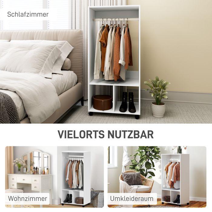 Immagine prodotto Swisshandel24 Mobiler Kleiderschrank Garderobe Schrank Regal für Schlafzimmer Weiss