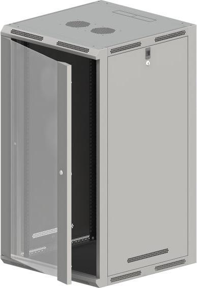 Produktbild Q-Lantec 19 18U 600x500 Wand-/Standschrank Glastür grau (19 Zoll Rack)