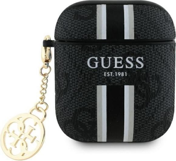 Produktbild Guess GUA2P4RPSK AirPods 1/2 cover czarny/black 4G Printed Stripes Charm (Kopfhörer Tasche)
