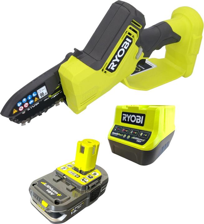 Produktbild Ryobi RY18PSX10A-115 Akku Astsäge 18 V 10 cm Brushless + 1x Akku 1,5 Ah + Ladegerät (Akku Kettensäge)