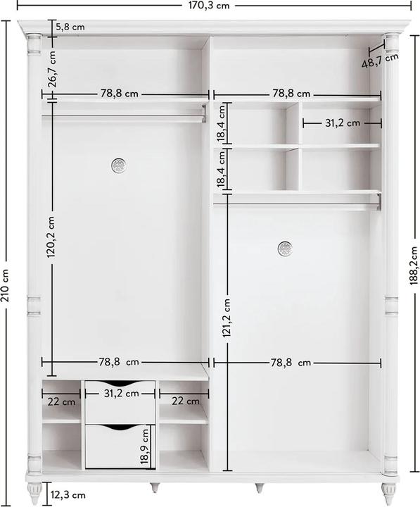 Immagine prodotto Cilek Armadio romantico con porte scorrevoli (170 cm)
