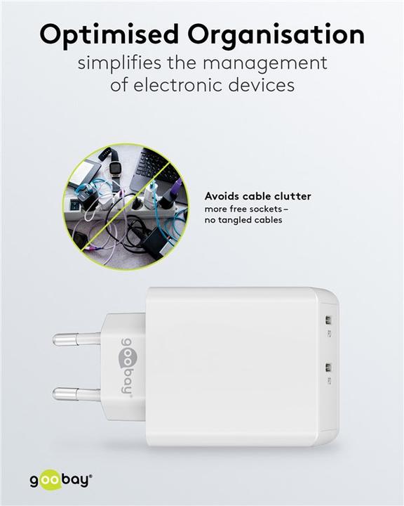 Actual product image Goobay Dual USB C Quick Charger (36 W)
