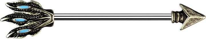 Star Piercing Barbell altgold Tribal Pfeil (Chirurgenstahl 316L, Messing)