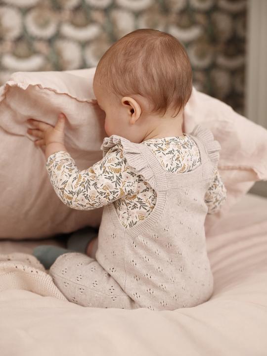 Actual product image Vertbaudet Baby knitted dungarees with flounce straps Oeko-Tex (80)