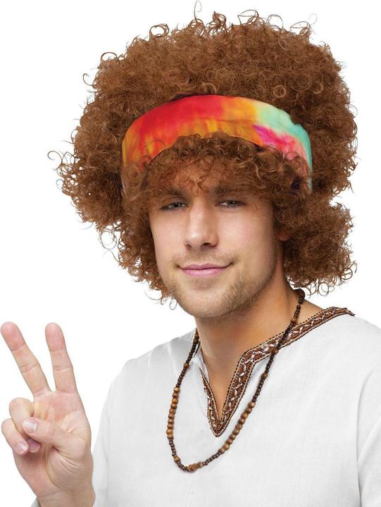 Fun World Division Hippie Perücke mit Stirnband - Karneval Fasching
