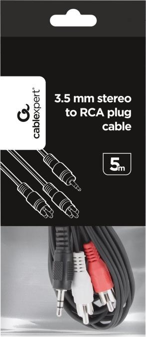 Actual product image Gembird 2xRCA, M/M audio cable (5 m, Cinch, 3.5mm jack (AUX))
