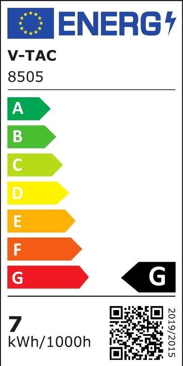 Energy Label V-TAC VT1036 7W LED Pendant Natural White Chrome Housing White Shade (360 lm)