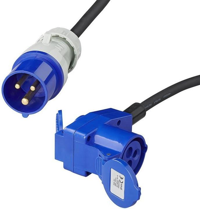 Produktbild ProPlus Adapterkabel 150cm 3x2,5mm² von CEE Stecker nach CEE Winkelkupplung + Schuko Steckdose