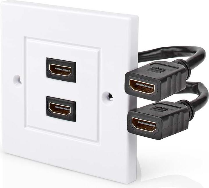 Image du produit Nedis Prise murale HDMI™ | 2x HDMI™ femelle | 4K@60Hz | HDMI™ femelle | Noir | 18 Gbps | Plaqué or | Um (0.09 m, HDMI)