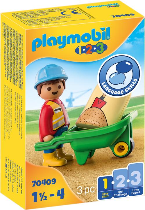 Image du produit Playmobil 70409 Ouvrier du bâtiment avec brouette (70409, Playmobil 1.2.3)