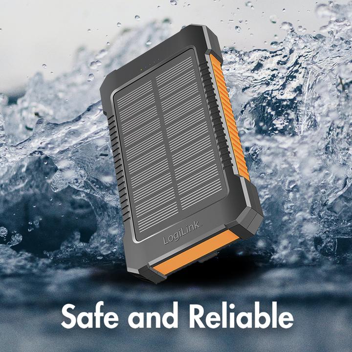 Actual product image LogiLink Solar Powerbank 6000 mAh, Flashlight, 2x USB-A (6000 mAh, 10 W, 10 Wh)