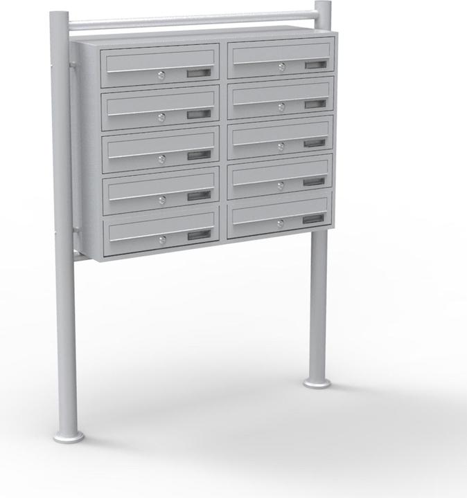 Produktbild Wiltec 10er Briefkastenanlage silberfarben 2x5 Standbriefkasten Briefkasten Post
