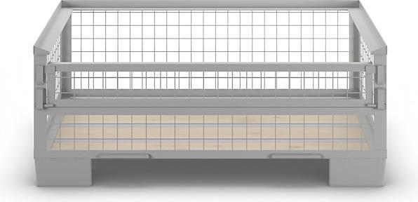 Produktbild Dippl Gitterbox, niedrige Bauform, 1 Längswand halb abklappbar, ab 1 Stück