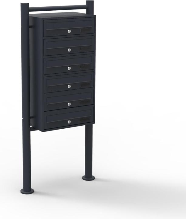 Produktbild Wiltec 6er Briefkastenanlage schwarz 270x513x1500mm Standbriefkasten Briefkasten