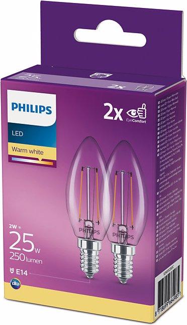 Produktbild Philips Lampe (E14, 2 W, 250 lm, 2 x, E)