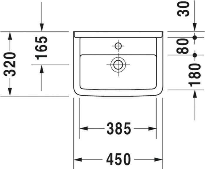 Produktbild Duravit Handwaschbecken STARCK 3 m ÜL HLB 450x320mm 1 Hahnloch weiss (320 mm, 450 mm)