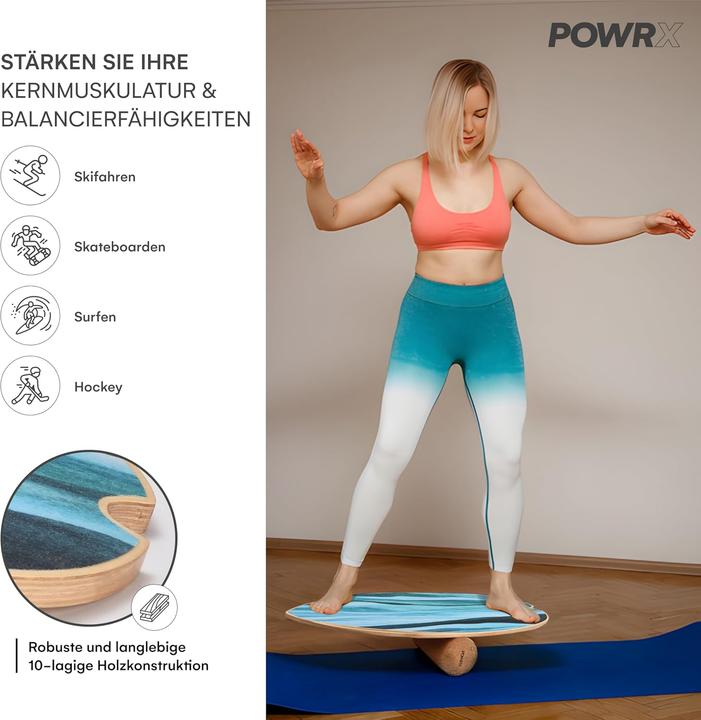 Image du produit Powrx Balance Board mit Rolle für Indoor & Outdoor Training