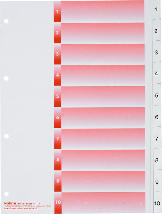 Kolma Intercalaire A4 strong 1-10 10 pcs. blanc