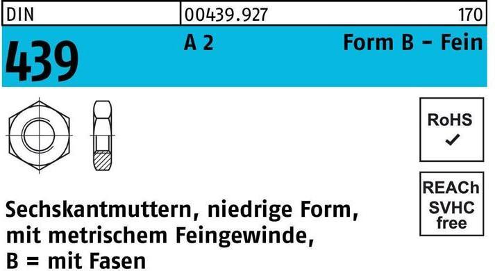 Productafbeelding Zeskantmoer DIN 439 vorm B BM 8 x 1 A 2 (M8)