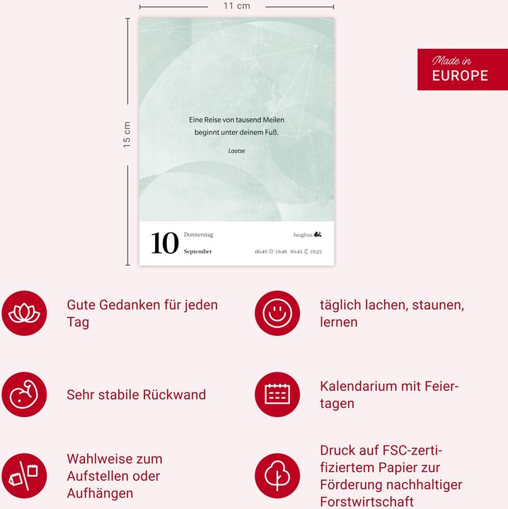 Produktbild Harenberg Gute Gedanken tanken Tagesabreisskalender 2026 - Denkanstösse für das ganze Jahr (11 x 14 cm, Deutsch)