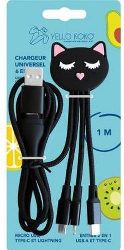 Produktbild Yello koko USB-A-C/Micro-USB- und USB-C- und Lightning-Kabel (1 m, USB 3.0)