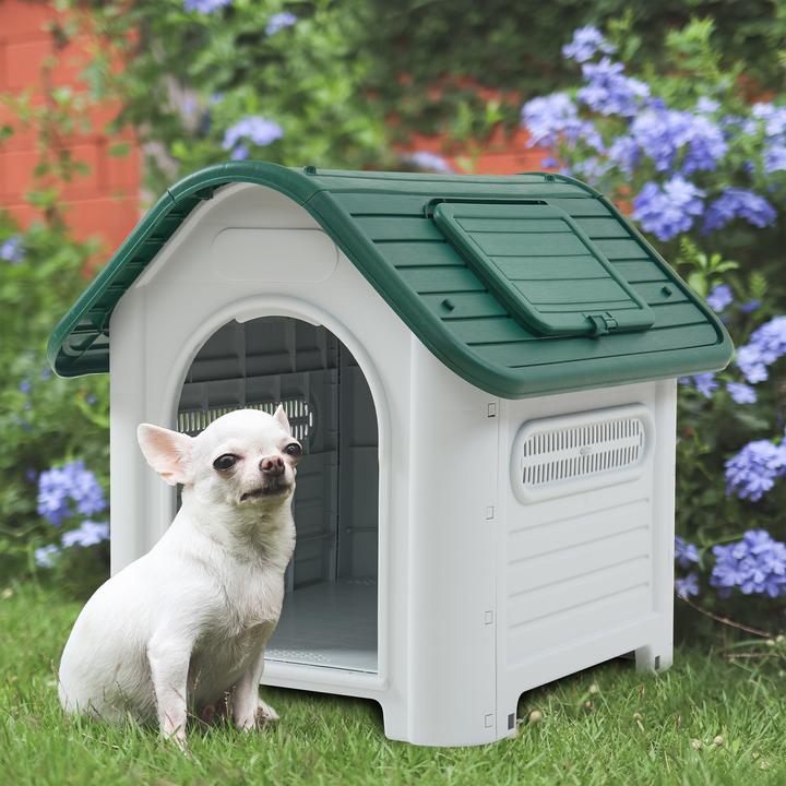 Actual product image En.Casa Hundehütte Bello 87x72x75 cm Weiss/Grün
