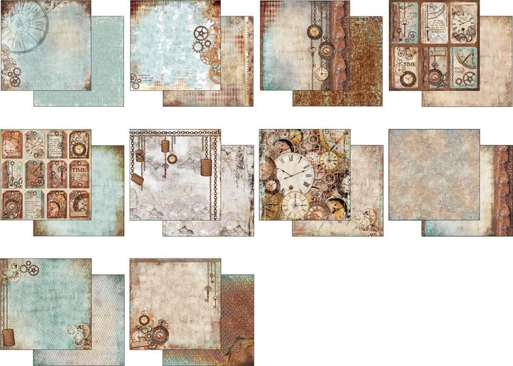 Produktbild Stamperia Scrapbook-Block "Clockwise", 10 Bogen, 30,5 x 30,5 cm (170 g/m², 10 x)