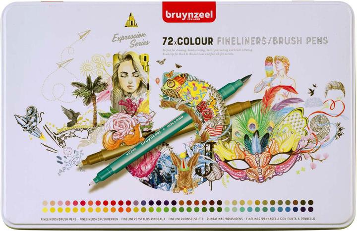 Image du produit Bruynzeel Fineliner/brush pen set | 72 colours (Multicolore)