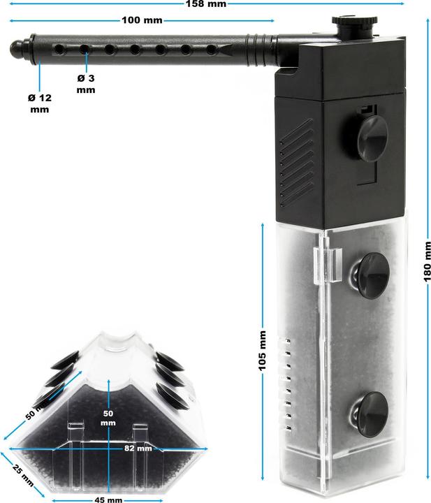 Produktbild SunSun JP-092 Innenfilter Aquarium 250 l/h 3W Eckfilter S Aquarium Pumpe bis 40L (40 l, Innenfilter, Süsswasser, Salzwasser)