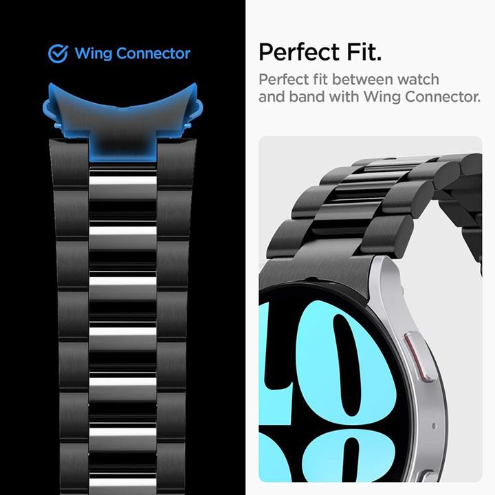 Actual product image Spigen Pasek Modern Fit Band na Samsung Galaxy Watch 6 (44 mm) - czarny (Stainless steel)